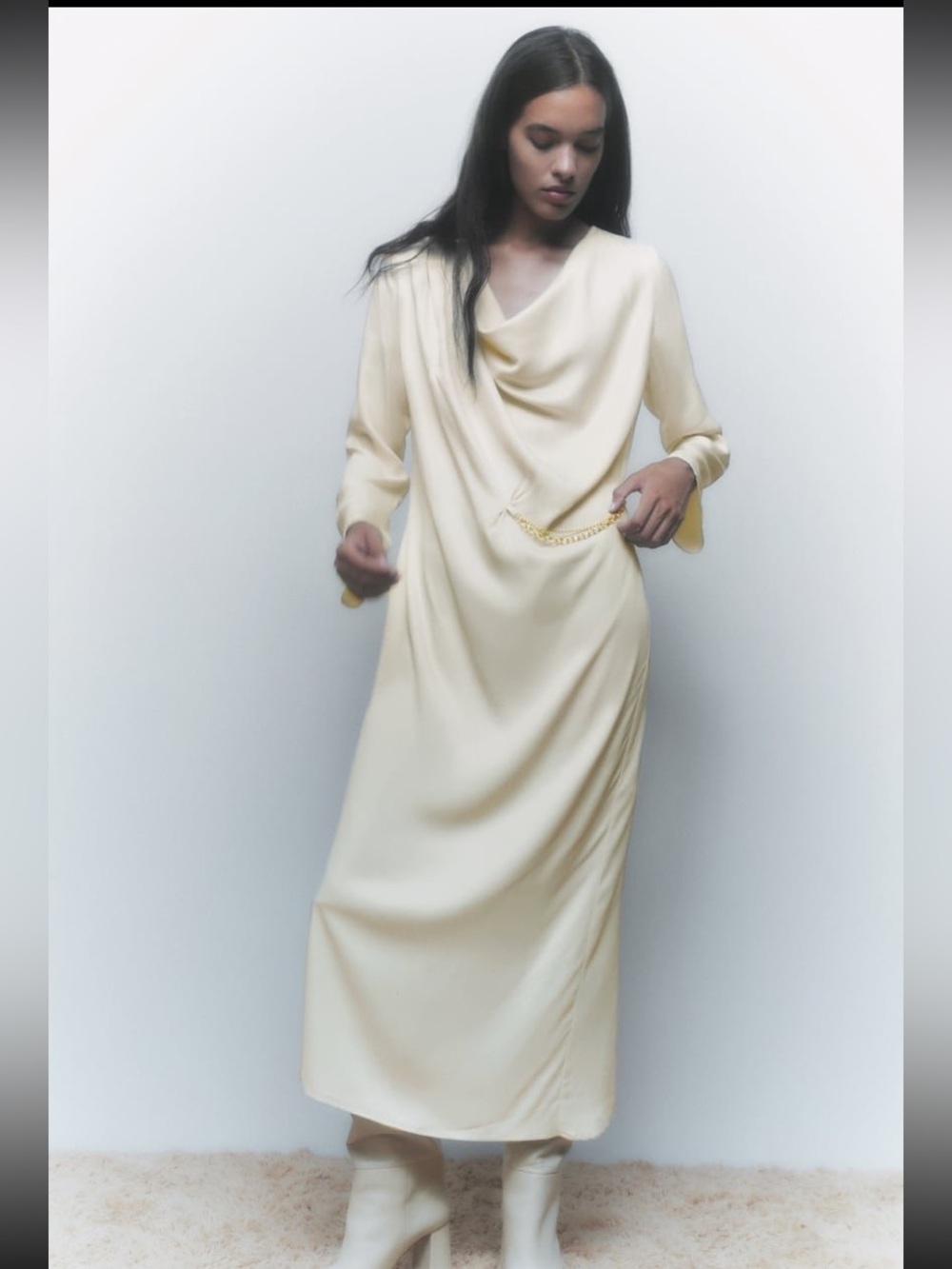Zara satin midi dress with chain